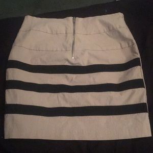 Tan and black striped mini skirt